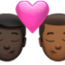 👨🏿‍❤️‍💋‍👨🏾 kiss: man, man, dark skin tone, medium-dark skin tone display on Apple